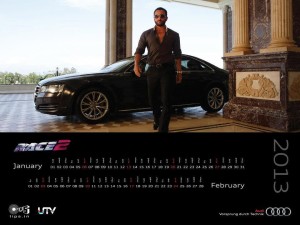 Jan-Feb With Saif Ali Khan in Race2 Audi 2013 Calendar