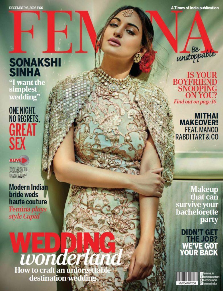 Sonakshi Sinha on Cover Femina Magazine Photoshoot December 2016 Issue Image