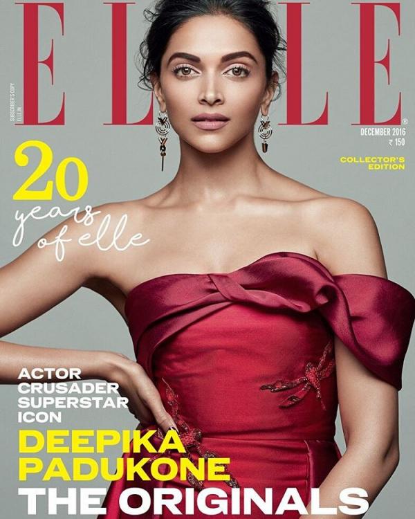 Deepika Padukone on the cover of Elle December 2016 Issue
