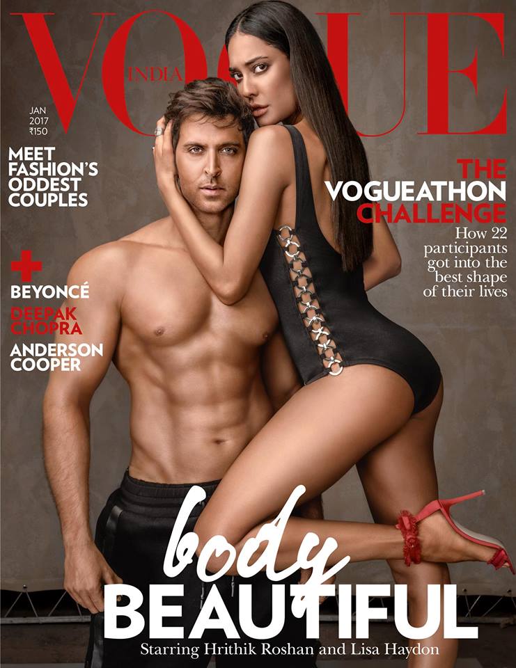 Hrithik Roshan & Lisa Haydon On The Vogue Magazine Cover January 2017