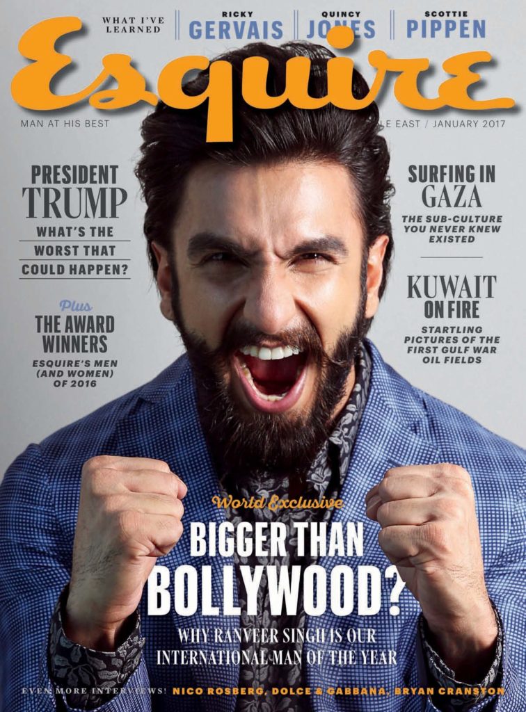 Ranveer Singh’s Cover Photoshoot For Esquire Magazine January 2017