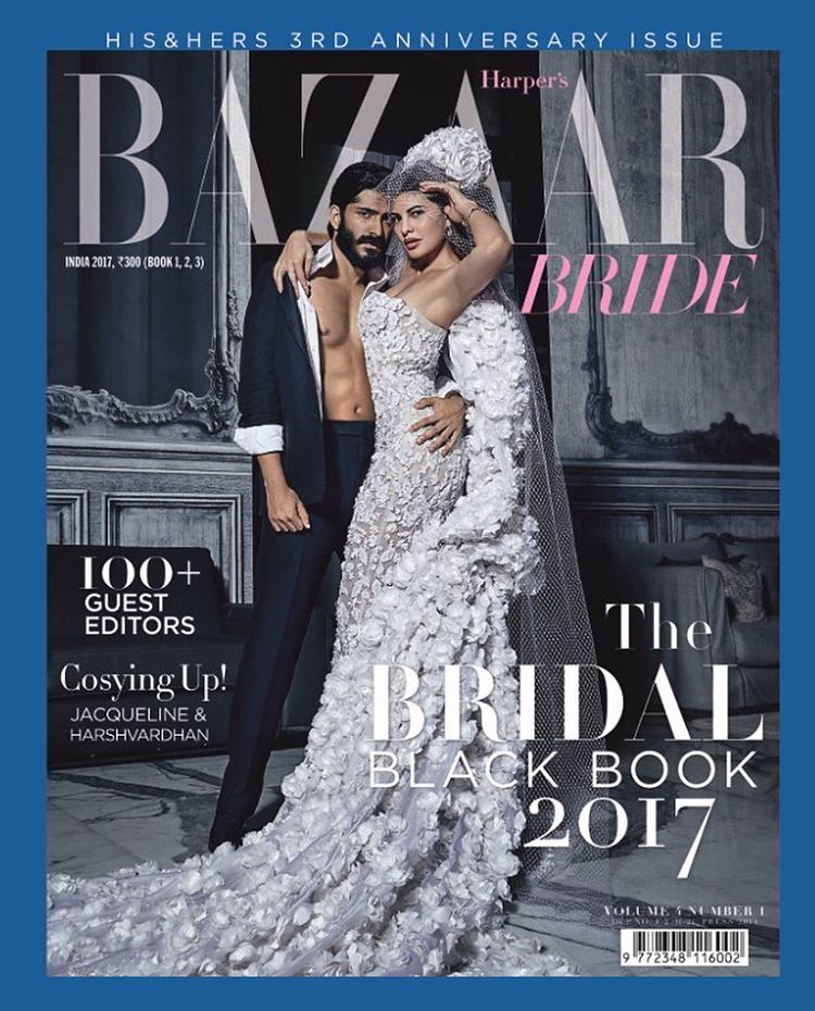 Jacqueline & Harshvardhan on the cover of Harper's Bazaar Bride India Magazine February 2017