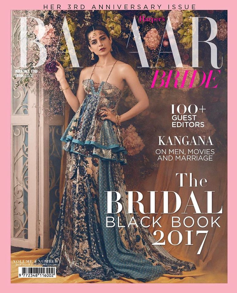 Kangana Ranaut On The Cover Of Harper's Bazaar Bride Magazine February 2017 Issue