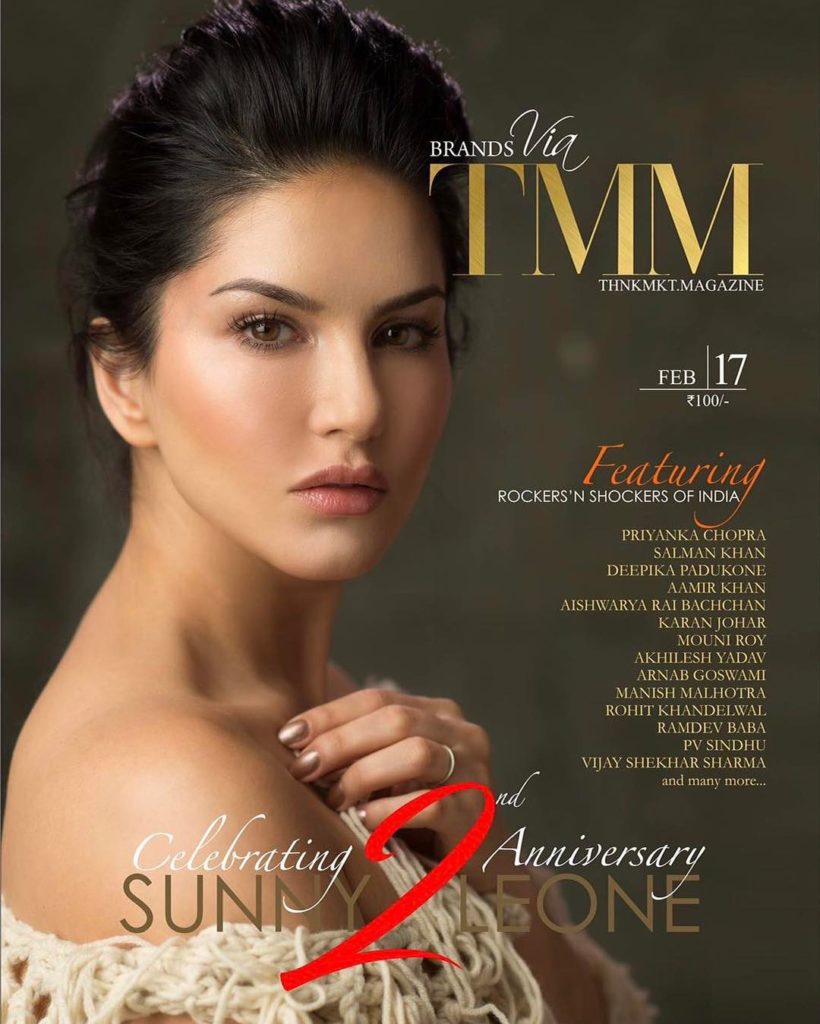Sunny Leone On The Cover Of ThnkMkt Magazine February 2017 Issue